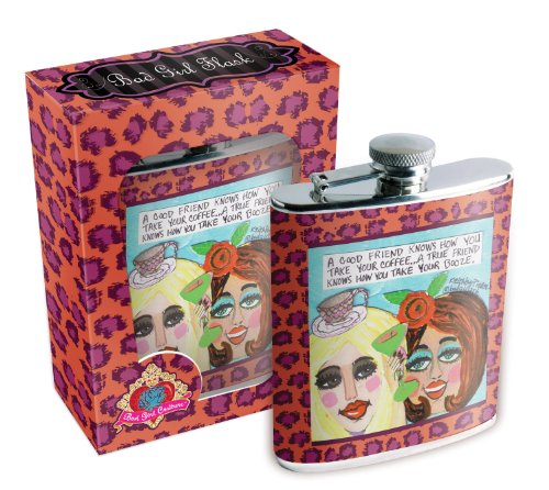 Bad Girl Couture Flask and Funnel, A Good Friend Knows How You Take Your Coffee.. A True Friend Knows How You Take Your Booze, 7-Ounce