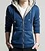 Unko Men's Casual Faux Fur Hoodies Outwear Sweatshirt M Blue