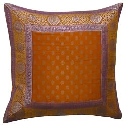 Cushion Cover Modern Decor India Gift Silk Fabric Idea 16x16 inches (bcbr323)