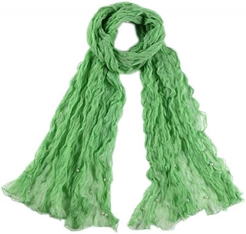 Kkim Women's Candy Color Solid Crinkle Scarf Wrap Shawl Infinity Style Green