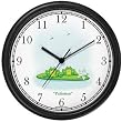 Two Green Frogs 0n Lily Pad & Dragonflies Cartoon (Patience) - Frog - JP Animal Wall Clock by WatchBuddy Timepieces (Hunter Green Frame)