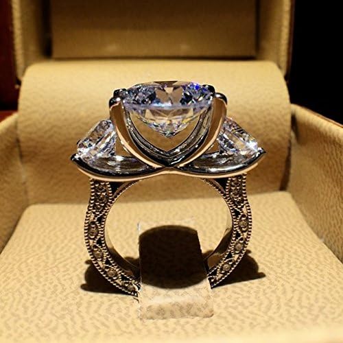 Ladies 925 Sterling Silver Plated Vintage 3 Stone Classic Engagement Ring (Good Quality) (8)