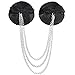 Ayliss Sexy Black Chain Tassel Satin Nipple Cover Petals Pasties