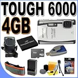 Olympus Stylus Tough-6000 10MP Digital Camera w/ 3.6x Optical IS Zoom (White) BigVALUEInc 4GB Waterproof Accessory Saver Bundle
