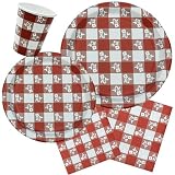 Red Gingham Tableware for 25