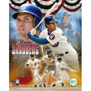 Ryne Sandberg Collage with Stats Color 8x10 Photo