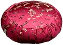 DreamTime Perfect Balance Zafu Cushion, Cranberry Brocade Dragonflies