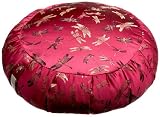 DreamTime Perfect Balance Zafu Cushion, Cranberry Brocade Dragonflies