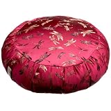 DreamTime Perfect Balance Zafu Cushion, Cranberry Brocade Dragonflies