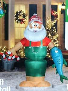 Amazon.com: 6’ Animated Santa Fisherman Fishing Fish Airblown