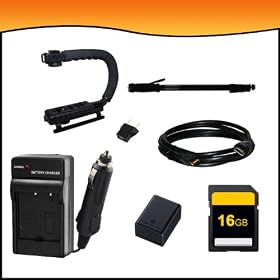 Professional Accessory Bundle Kit for Canon VIXIA HF M50-HF M500-HF M52-HF R30-HF R300-HF R32 Full HD Camcorders includes BP727 Battery + BP727 Charger + 16GB SD Memory Card + HDMI + Action Grip + Monopod