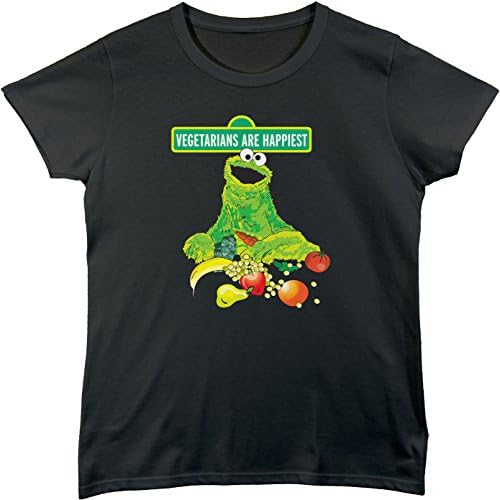 BSW Women's Vegetarians Are Happiest Cookie Monster Vegan Shirt SM Black