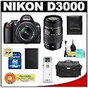 Nikon D3000 10MP Digital SLR Camera with 18-55mm f/3.5-5.6G AF-S DX VR Nikkor Zoom Lens with Tamron 70-300mm Di LD Zoom Lens (Nikon MT) + 16GB Card + EN-EL9a Battery + Nikon Gadget Bag + Accessory Kit