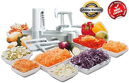 New and Highly Improved Ultimate Slicer® | Tri-Blade Vegetable Spiral Slicer| Best Vegetable Cutter | Free Bonus eBook 1000 Recipes | Low Carb/Paleo Gluten-Free | 100% Risk Free with Lifetime Guarantee
