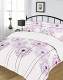 Dandelion Fuschia, Purple, Lilac Polycotton Double Bed Duvet/Quilt Cover Set With Pillow Cases