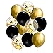 50 Pcs 12 Inches Black and Gold Balloons, Gold Confetti Balloons, Black and Gold Metallic Chrome Latex Balloons for Birthday Party Decorations Graduation Balloon Garland Arch Kit