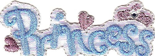"PRINCESS" w/CROWN & CRYSTALS-FROZEN, ELSA, ANNA/Iron On Applique/Words,Dance