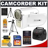 Zeikos Digital Video Camcorder with Color Preview LCD Screen (White) + 2GB Card + Case + Batteries + Tripod + Accessory Kit