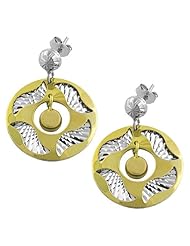 14 Karat Yellow & Diamond-Cut White Gold Rondel Earrings