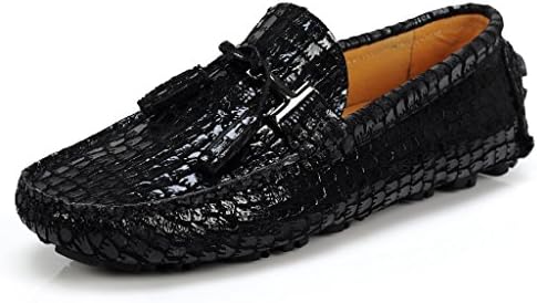 xr5175hei41 Men Dress Shoes Men's Split Leather Dress Moccasin Flats Driving Loafer Black US 8