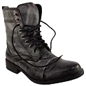 Womens Distressed Black Military Boots