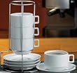 HIC Stackable Porcelain Cappuccino Cup & Saucer Set, 9pc