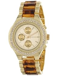 Bombshell Womens BS0711TG  Rhinestone Case Tortoise and Gold Metal Watch