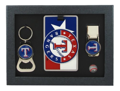 Texas Rangers - MLB Bottle Opener Key Ring, Luggage Tag, Money Clip Gift Set