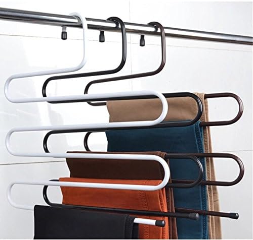 Magic Metal Multi Layer Pants S Hanger Trousers Holder No Slip Closet Hangers Space Saver Clothes Scarf Storage Hanging Rack White Set of 2