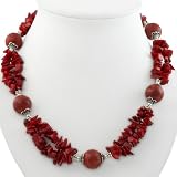 EXP Handmade Coral & Silver Two-Strand Necklace