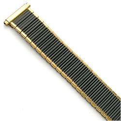 Watch Band Expansion Strech Metal Black with Gold color edges fits 16mm to 19mm