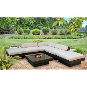 Outdoor Patio Wicker Sofa Sectional 6 Pc Set Espresso