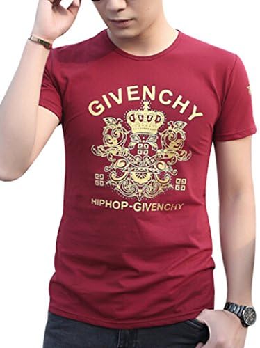 VENTELAN Men's Short Sleeve New Fashion Casual Floral Tunic Round Neck T-Shirt