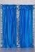 Pair Blue sari curtains with attached valance