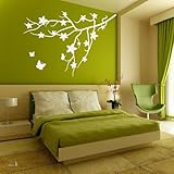 Large Interior Cherry Blossom Branch Sakura Butterflies Wall Decal Nursery Kids Vinyl Wall Sticker D