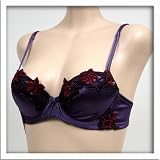 Venus New Satin Purple Floral Padded Bra #8067 sz 34A
