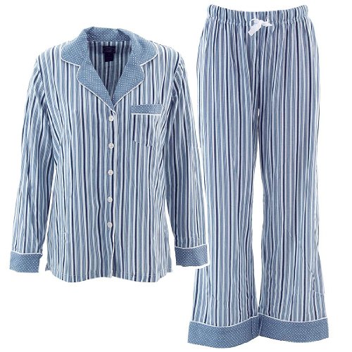 Laura Ashley Blue Striped Pajamas for Women L L. Sanfordez
