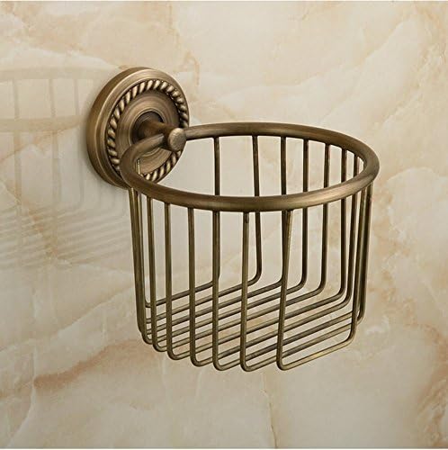 PLUMBAGO HOME Solid Brass Carved Toilet Paper Basket Tissue Storage Bathroom Shower Cosmetic Holder