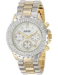 August Steiner Womens AS8031TTG Crystal Mother-Of-Pearl Chronograph Bracelet Watch