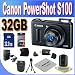 Canon PowerShot S100 12.1 MP Digital Camera with 5x Wide Angle Optical Image Stabilized Zoom (Black) + 32GB SDHC Memory + Extra Extended Life Battery + Ac/Dc Rapid Charger + USB Card Reader + Memory Card Wallet + Deluxe Case + Accessory Saver Bundle!