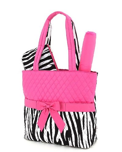 Zebra Diaper Bag 3 White Fuchsia