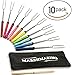 Marshmallow Roasting Sticks Set of 10 Telescoping Smores Skewers & Hot Dog Fork Stainless Steel Non Toxic Child Friendly BPA Free Camping Cookware For Kids and Adults FREE Canvas Pouch