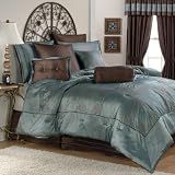 4 PC. FAUX SILK ELEGANT OVERSIZED COMFORTER SET W  EMBROIDEREY MATCHING EURO SHAMS AND... by Victorian Collections