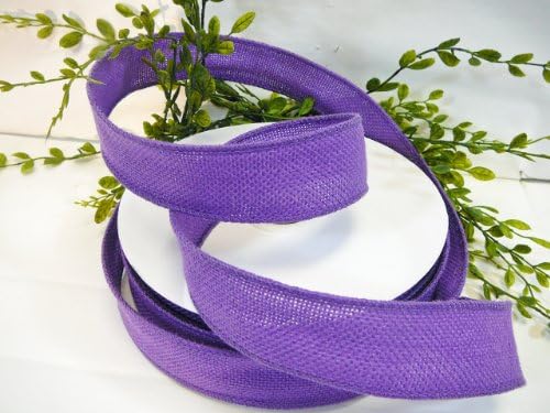 Wired Burlap Ribbon, Purple, One &amp; One-half Inches Wide, 25 Yards Per Spool
