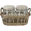 Set of 2 Glass Pickle Jars in Driftwood Basket