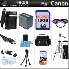 16GB Accessory Kit For Canon VIXIA HF M40, M41, M400 HD Camcorder Includes 16GB High Speed SD Memory Card + Extended (2100Mah) Replacement BP-819 Battery + Ac/Dc Charger + Deluxe Case + Mini HDMI Cable + 50 Tripod + 3PC Filter Kit (UV-CPL-FLD) + More