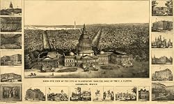 Capitol Dome Bird's-Eye View of Washington, ca. 1880- 16" x 20" - Fine-Art Gicl??e Photographic Print of an Image from the Library of Congress Collection