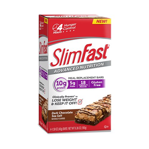 Slim Fast Advanced Nutrition Meal Replacement Bar, Dark Chocolate Sea Salt, 4 Bars, 1.59 oz. each (Pack of 4) Slim Fast Advanced Nutrition Meal Replacement Bar, Dark Chocolate Sea Salt, 4 Bars, 1.59 oz. each (Pack of 4)
