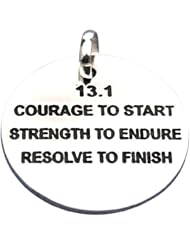 13.1 Half-Marathon Courage to Start, Strength to Endure, Resolve to Finish Silver Pendant