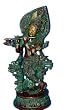 Sri Krishna Fluting Statue Hindu God Murti Idol Brass Sculpture 13.5"